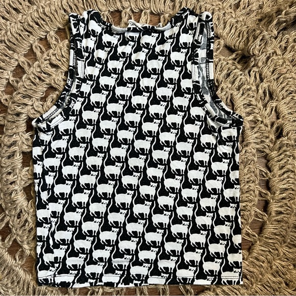 Black & white crop top bundle kitty cat & stripes XS/S - Picture 8 of 8